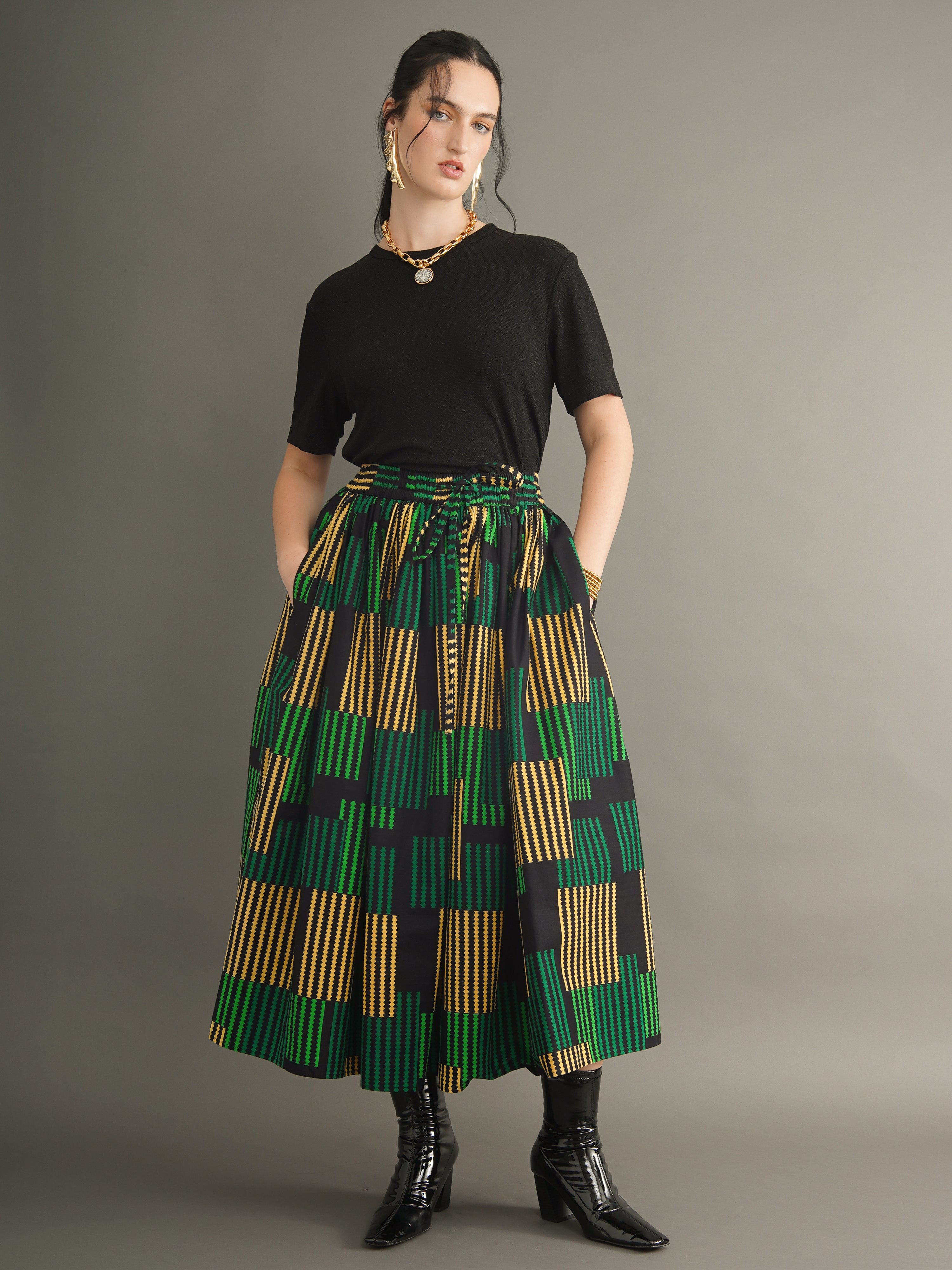 Omalicha Gathered Skirt – Bold Dutch Wax Print | Kemi Telford
