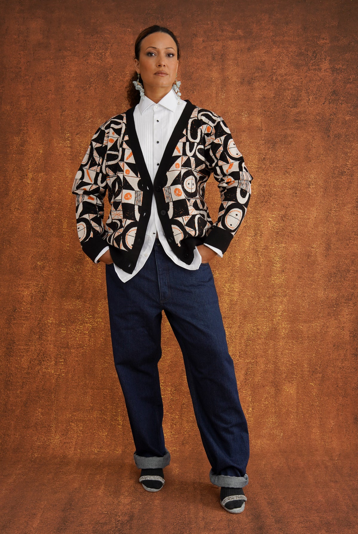 The Ada Cardigan in Geometric Print