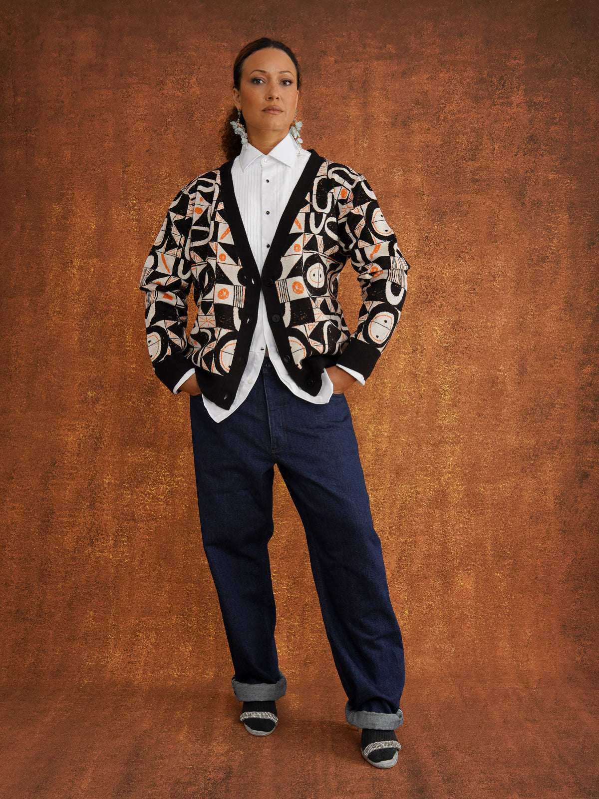 The Ada Cardigan in Geometric Print