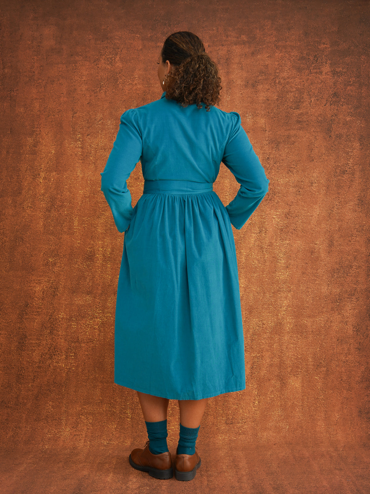 Peju Turquoise Needlecord Shirt Dress, side view