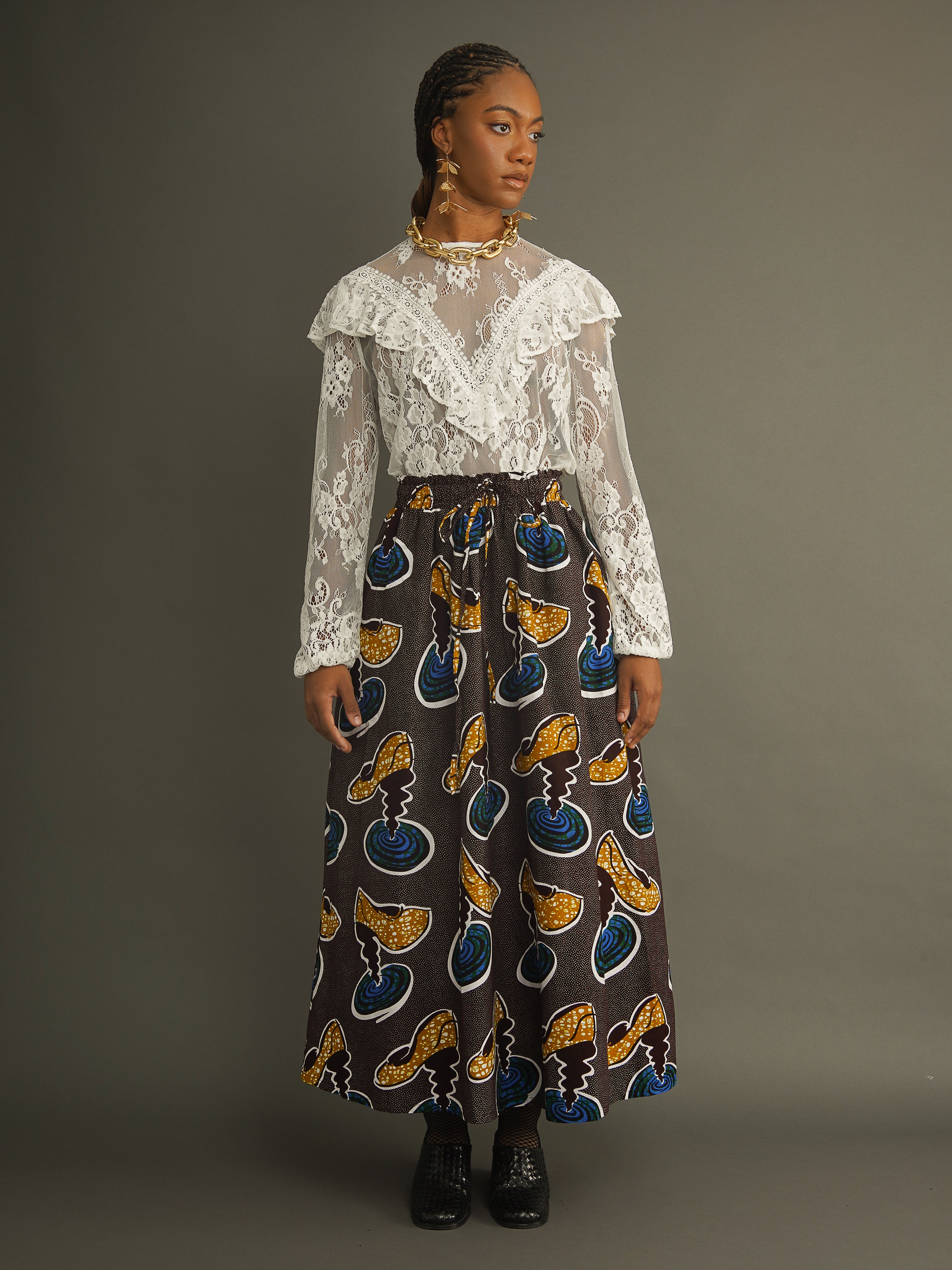 Folashade High Heels Dutch Wax Cotton Maxi Skirt – Kemi Telford