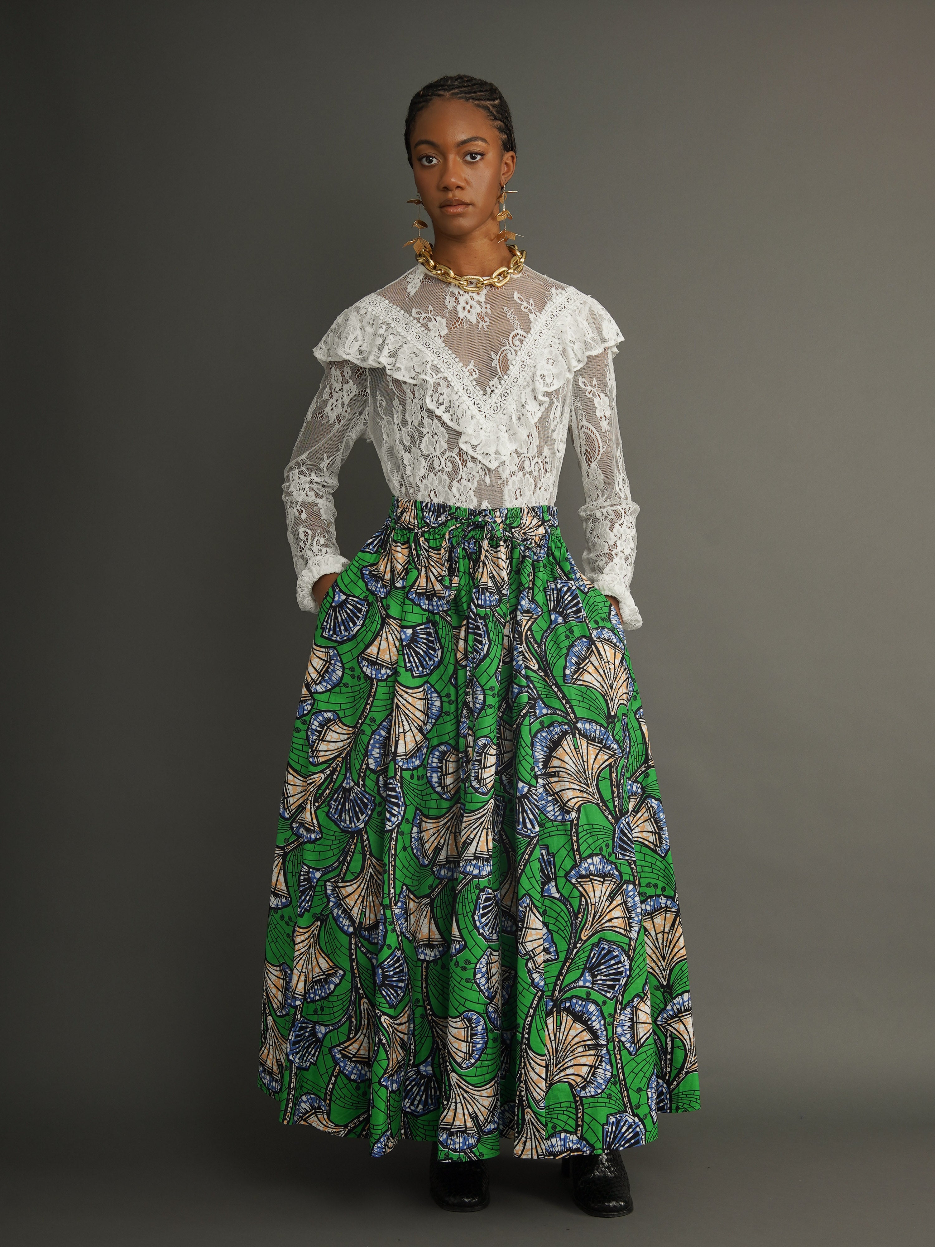 Maxine Structured Cotton Bold Maxi Skirt – Kemi Telford