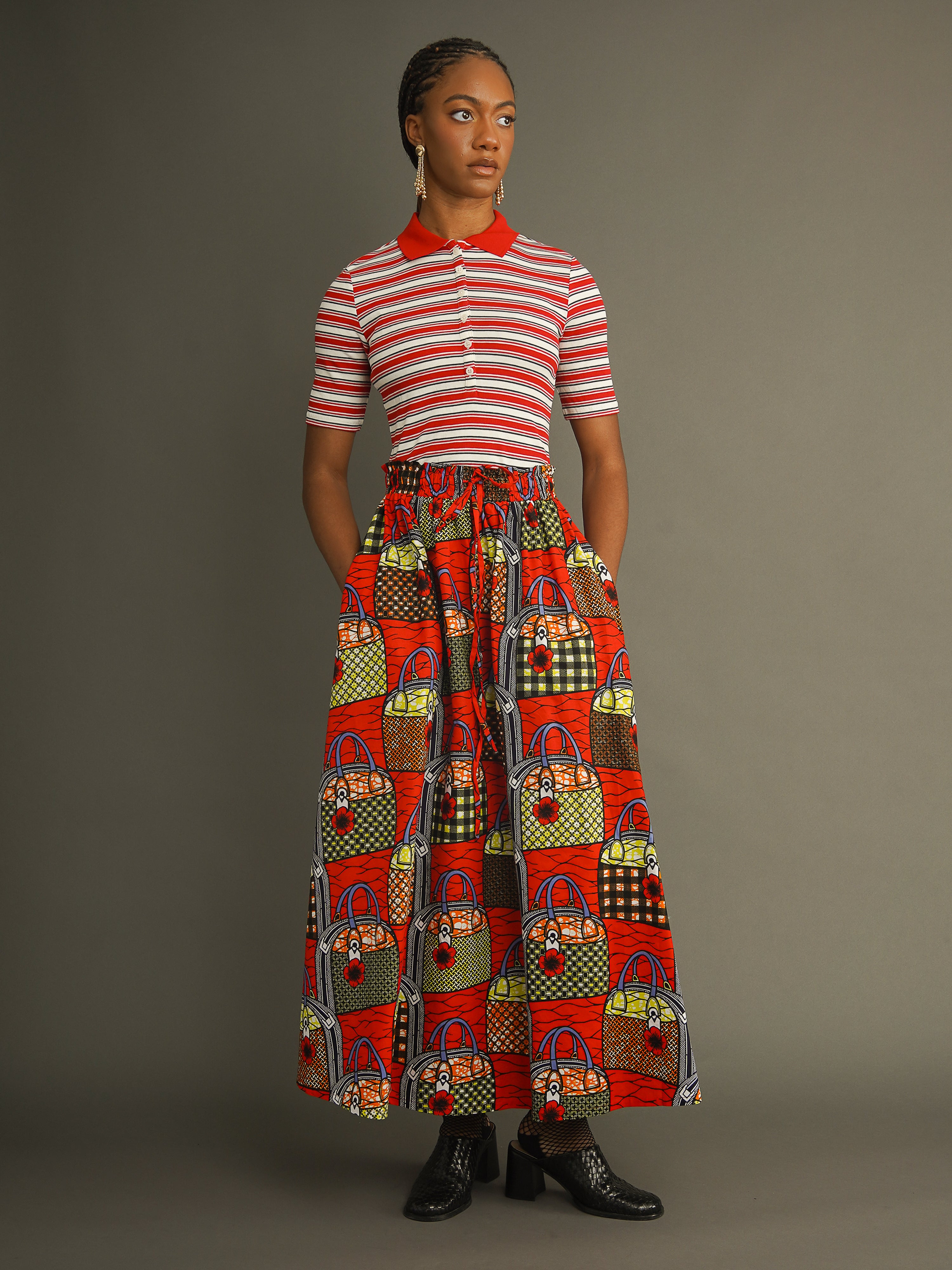 Folashade Handbag Dutch Wax Cotton Maxi Skirt – Kemi Telford