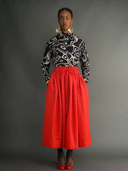 Amina Gathered Linen Skirt – Fully Lined, 100% Linen | Kemi Telford