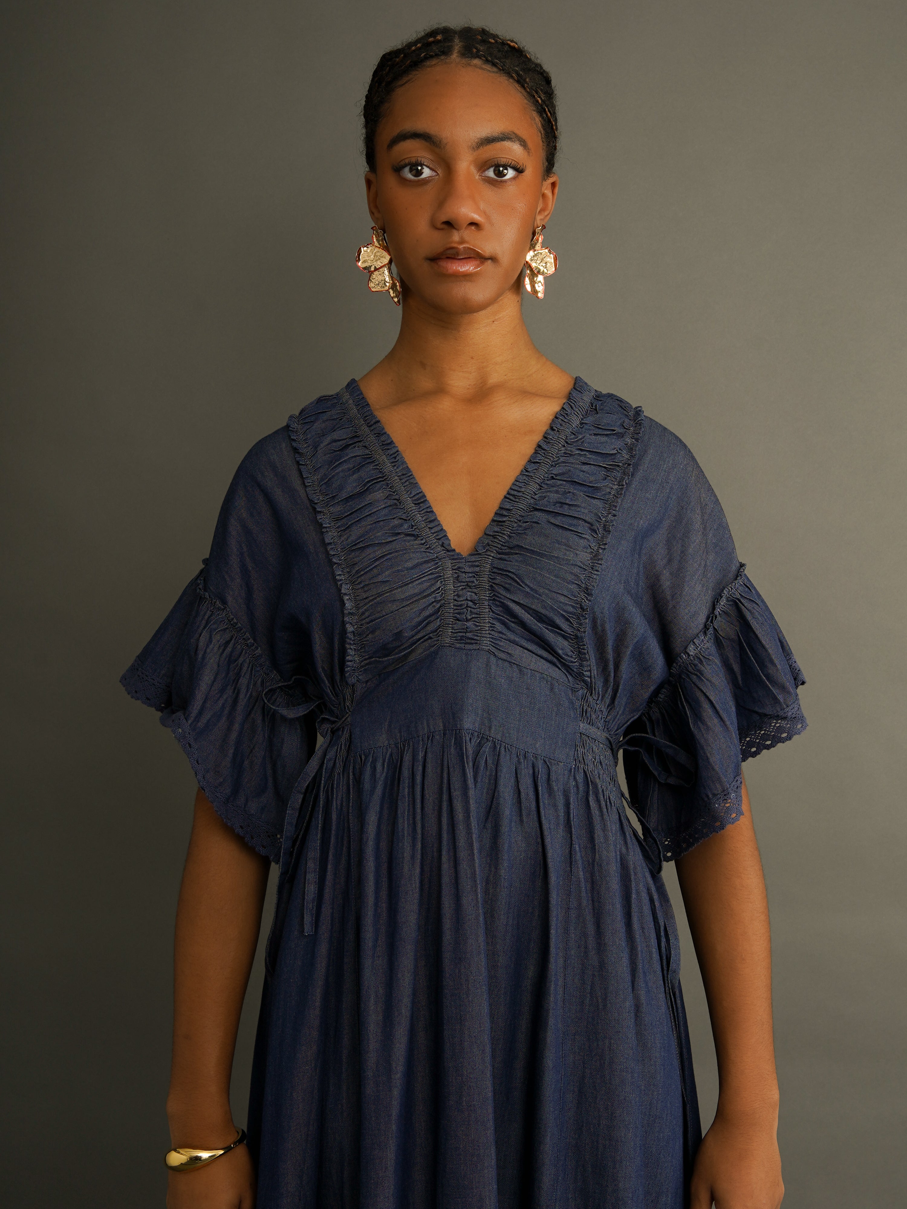 Shelby Denim Tiered Maxi Dress – Effortless, Feminine, Timeless