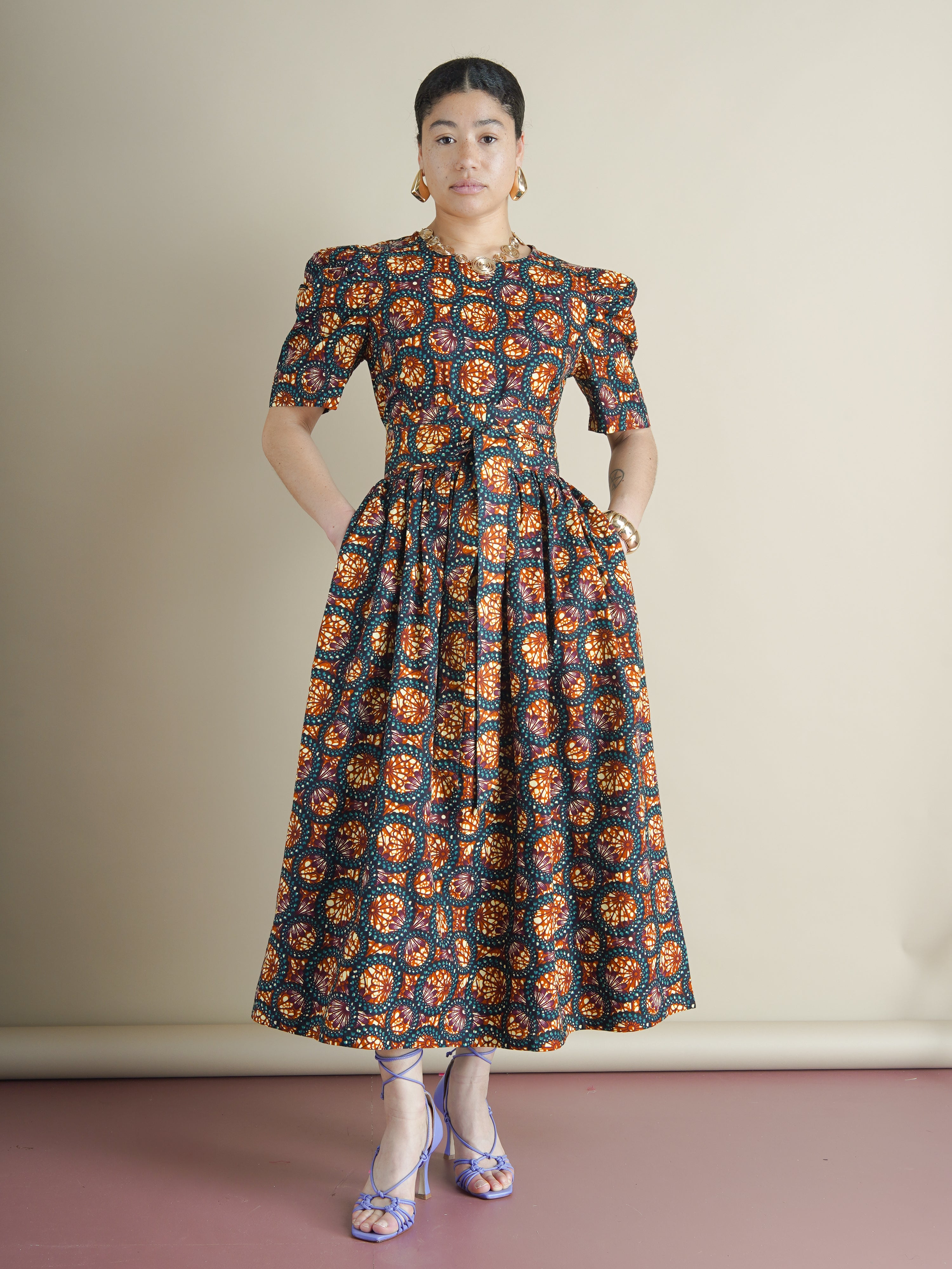 Amina Dress in Sunburst Dutch Wax – Kemi Telford