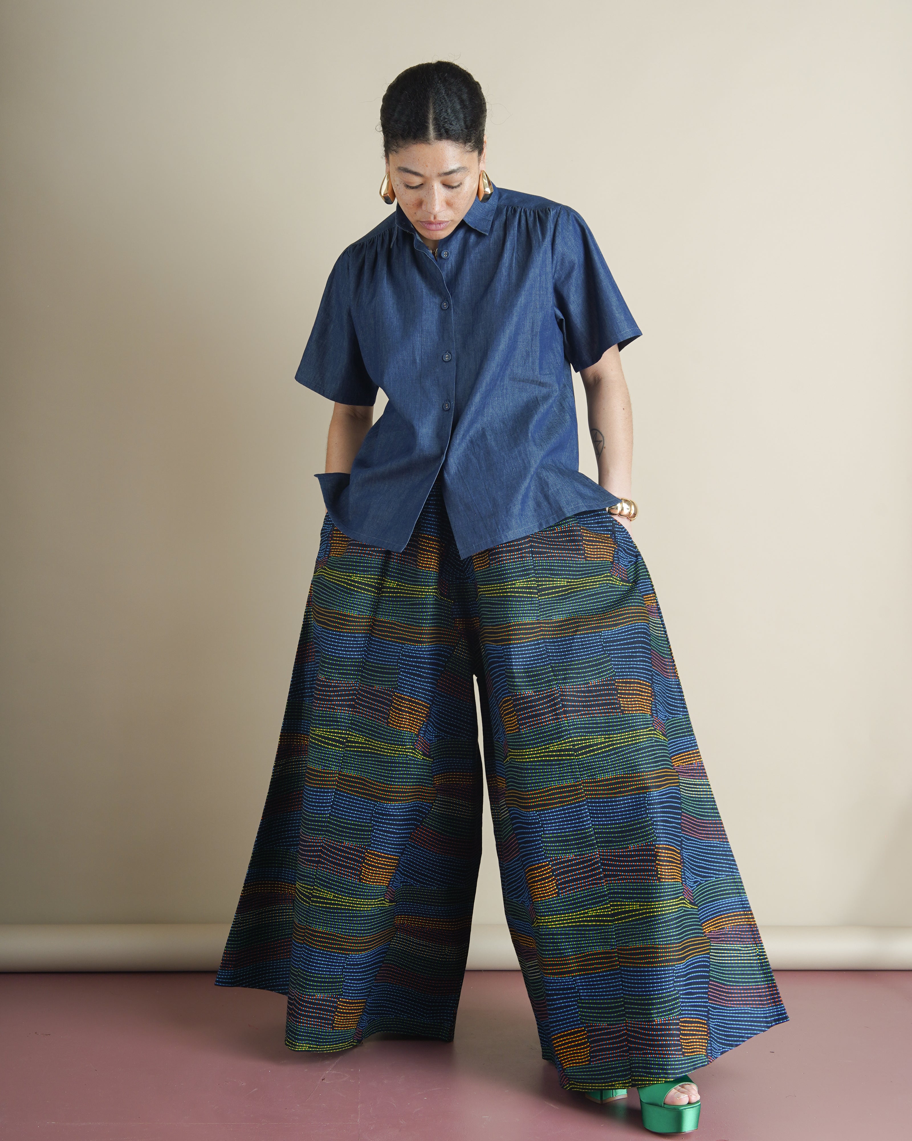 Dutch Wax Cotton Palazzo Pants – Wide Leg Trousers | Kemi