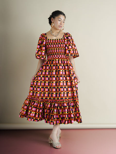 Ngozi Smocked Dress | Bold Wax Print Cotton Dress – Kemi Telford