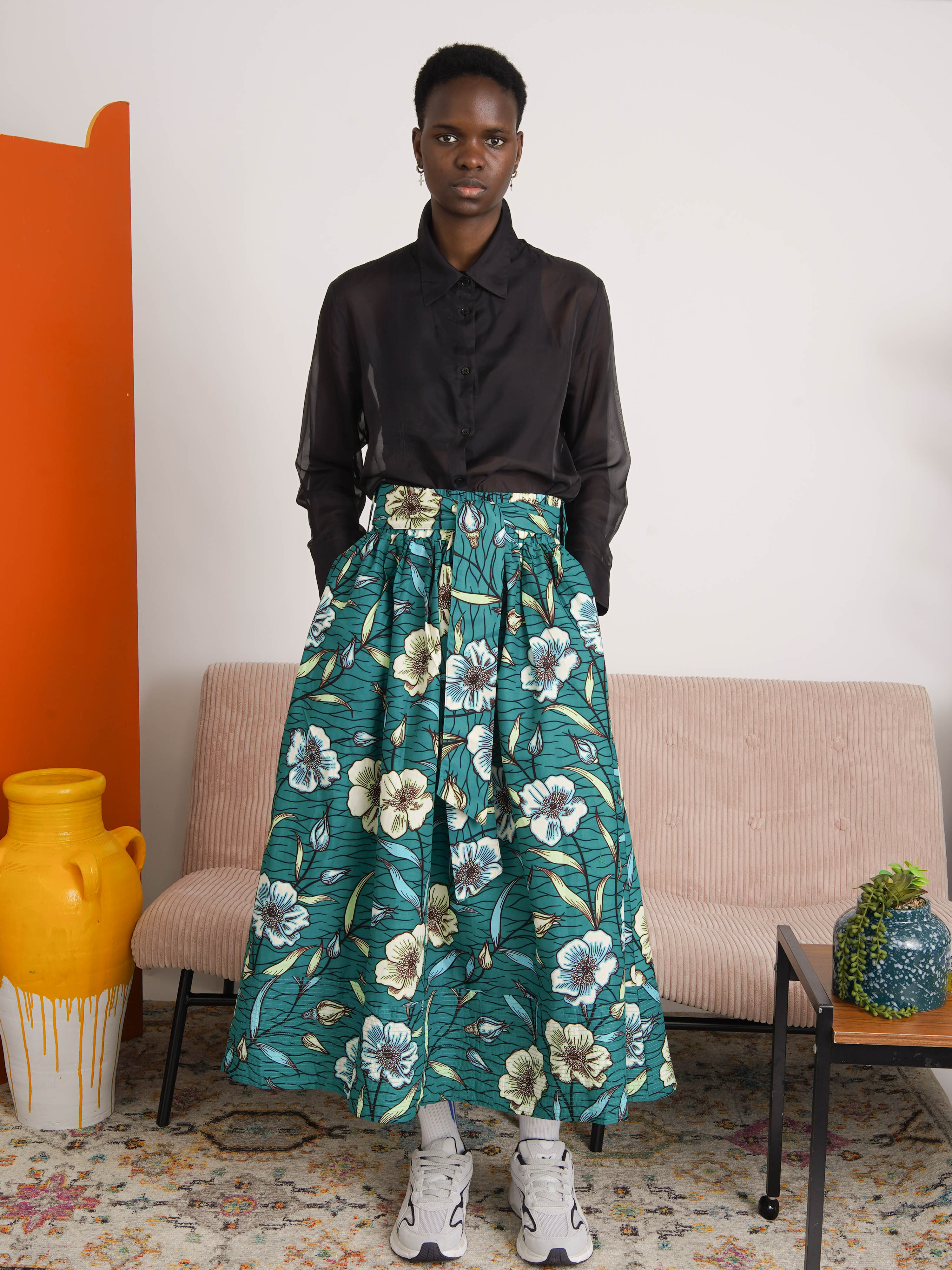 Naija Gathered Skirt – Structured Dutch Wax Cotton – Kemi Telford