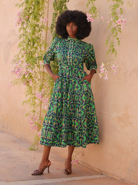 Tomi Printed Cotton Midi Dress – Bold & Versatile | Kemi Telford