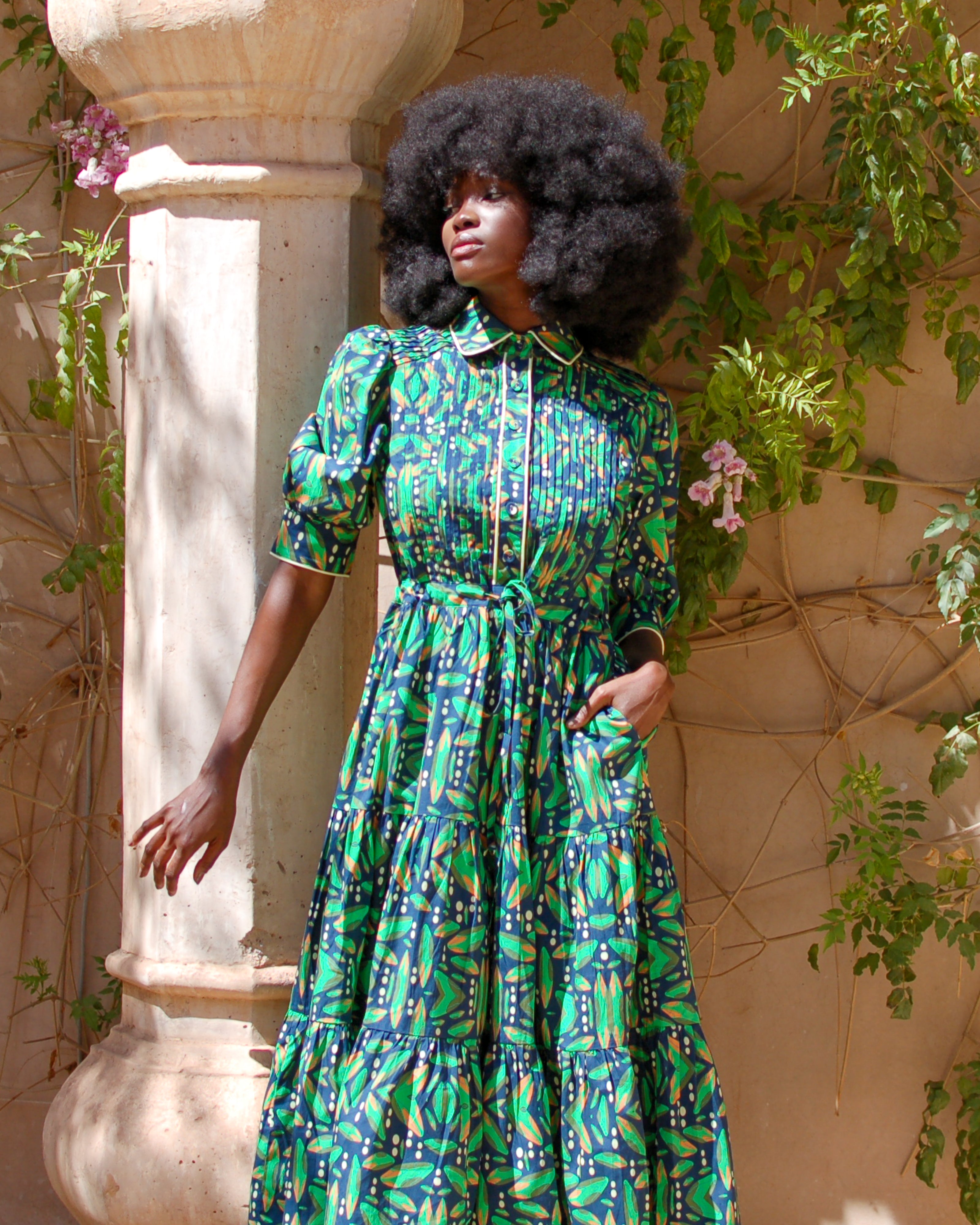 Tomi Printed Cotton Midi Dress – Bold & Versatile | Kemi Telford