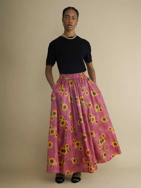 Michelle Sunflower Maxi Skirt | Cotton Maxi Skirt | Kemi Telford