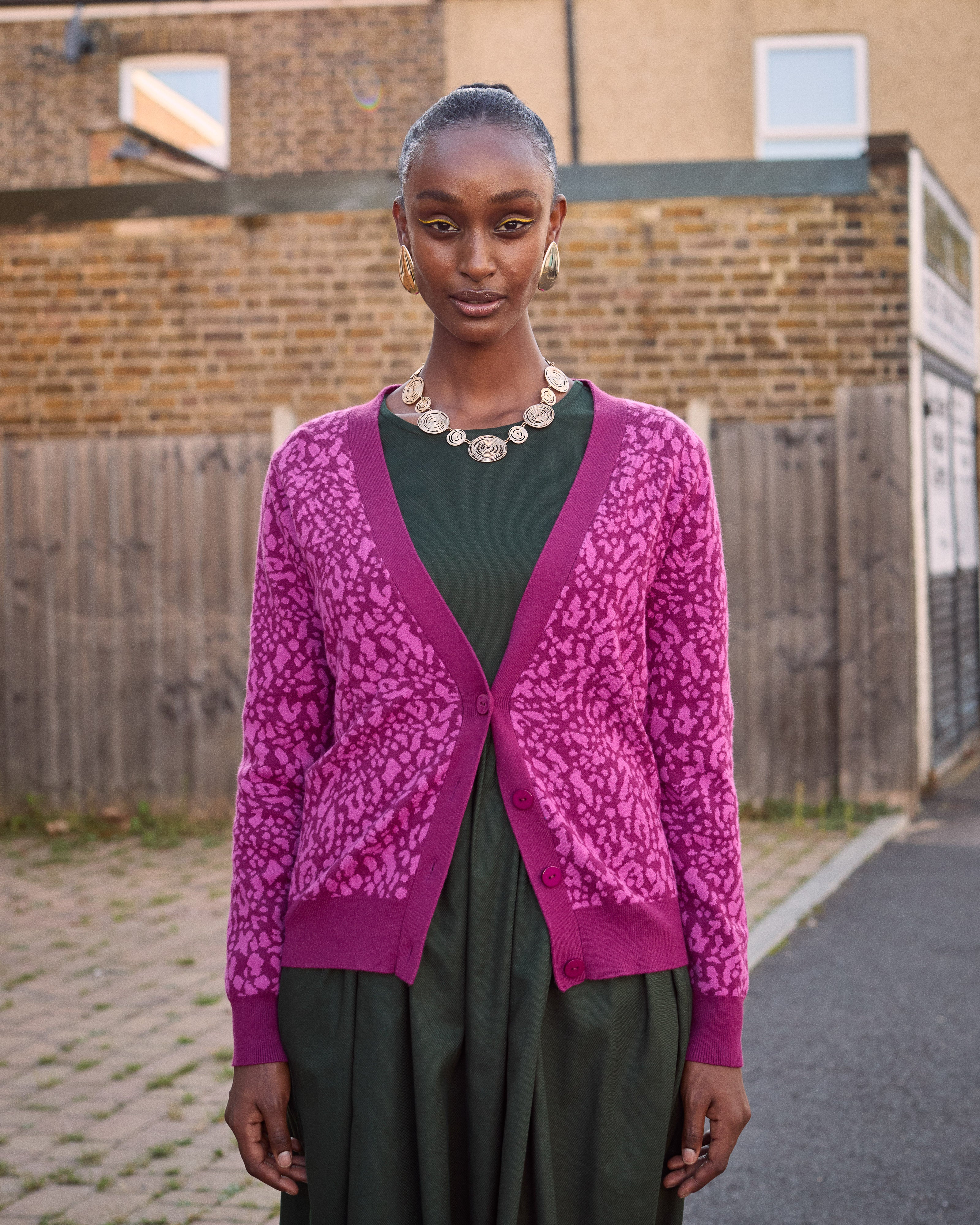 The Oyin Cardigan – Magenta Leopard | Kemi Telford