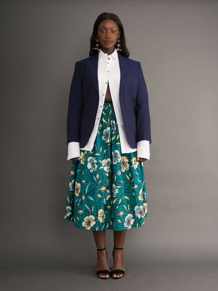 Naija Gathered Skirt – Structured Dutch Wax Cotton – Kemi Telford