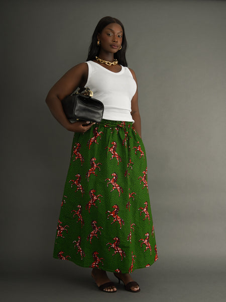 スカート herlipto Striped Jumper Skirt Galloping Horse Maxi Skirt | Dutch Wax Cotton Skirt | Kemi Telford