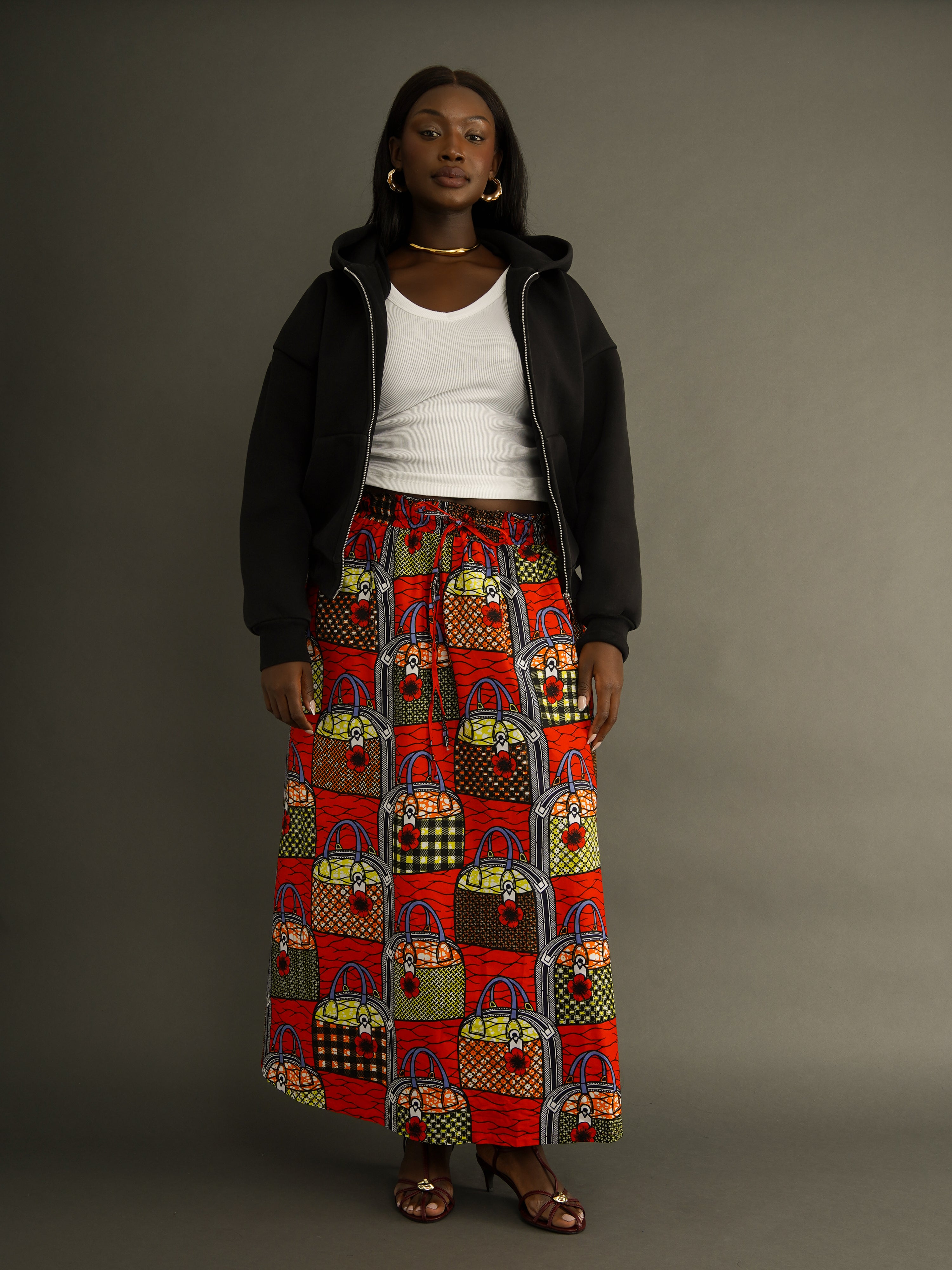 Folashade Handbag Dutch Wax Cotton Maxi Skirt – Kemi Telford