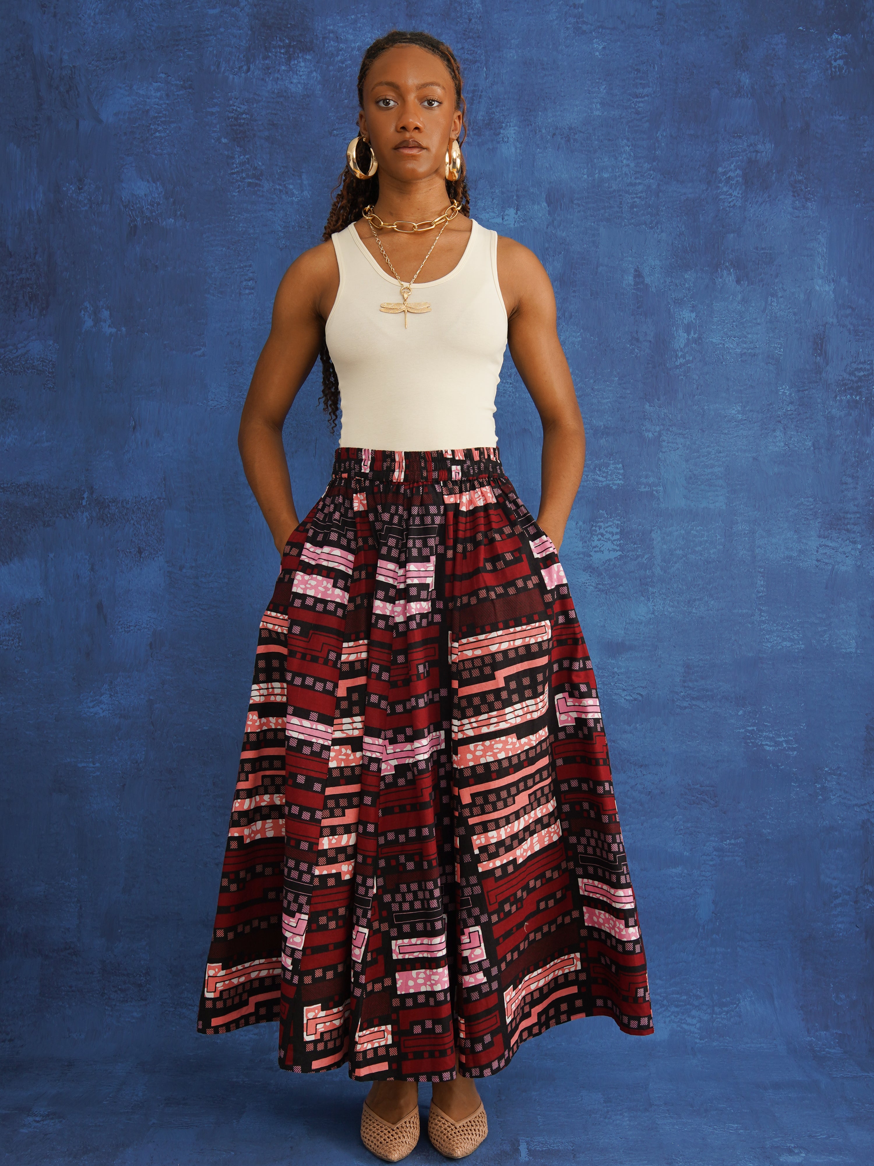 Yemisola Structured Cotton Bold Maxi Skirt – Kemi Telford