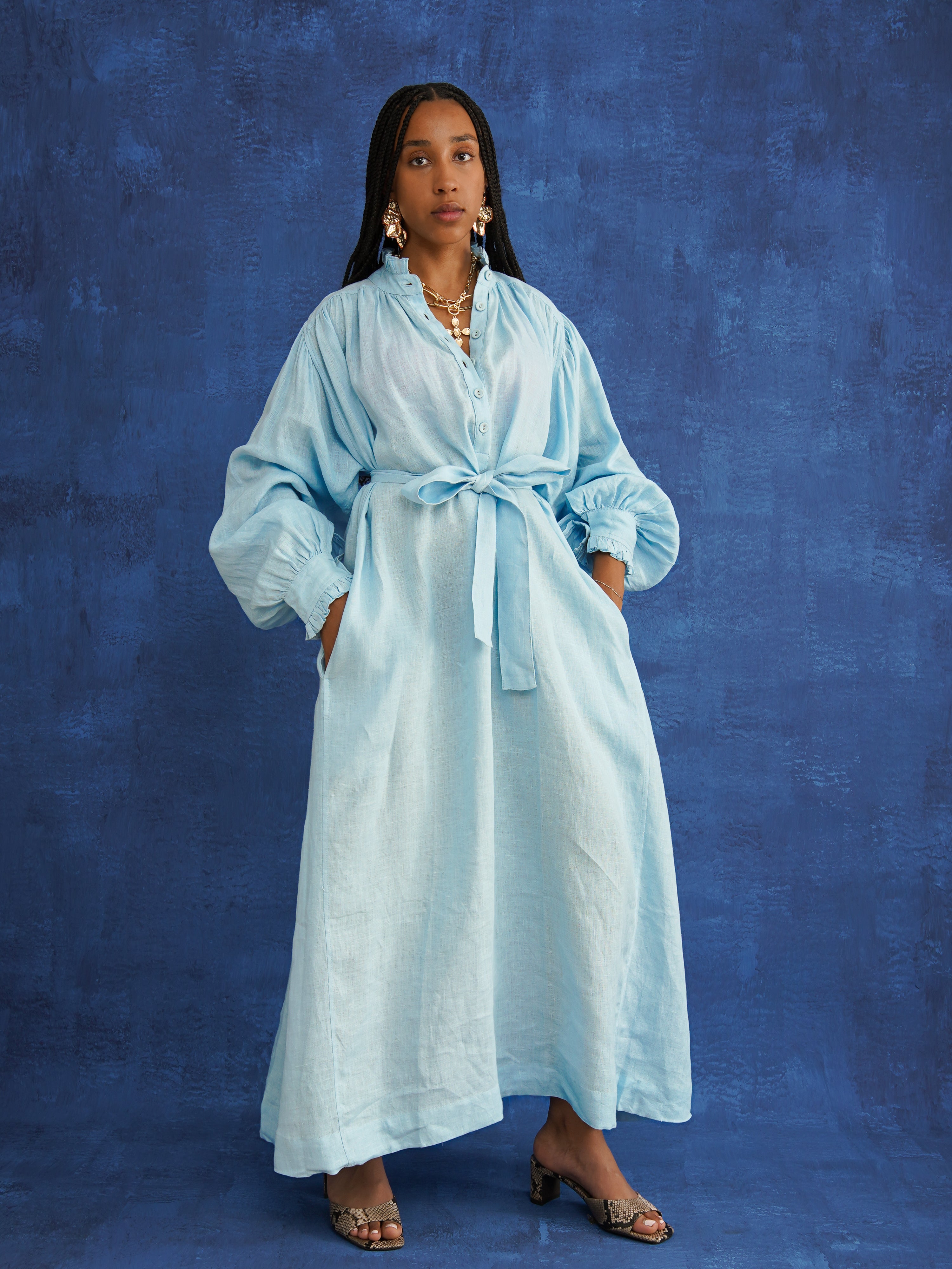 Sky BLue Linen Dress | Kemi Telford