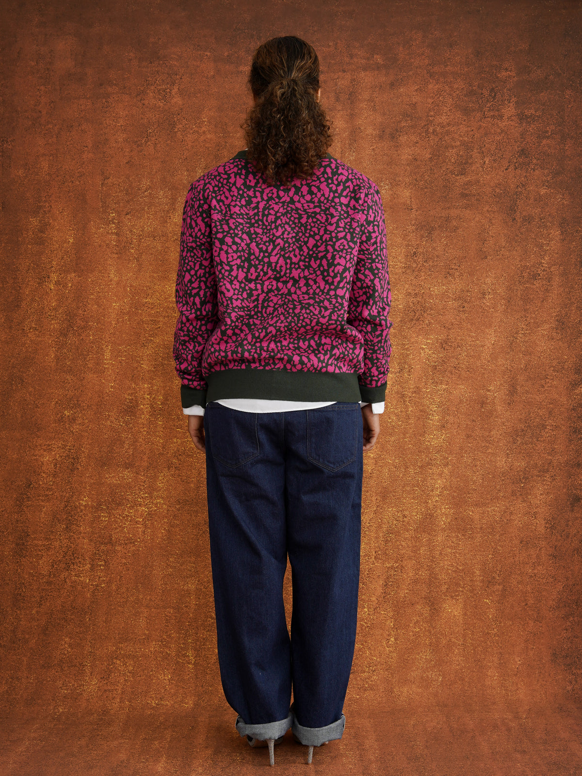 The Eniola Cardigan in Magenta and Green Leopard