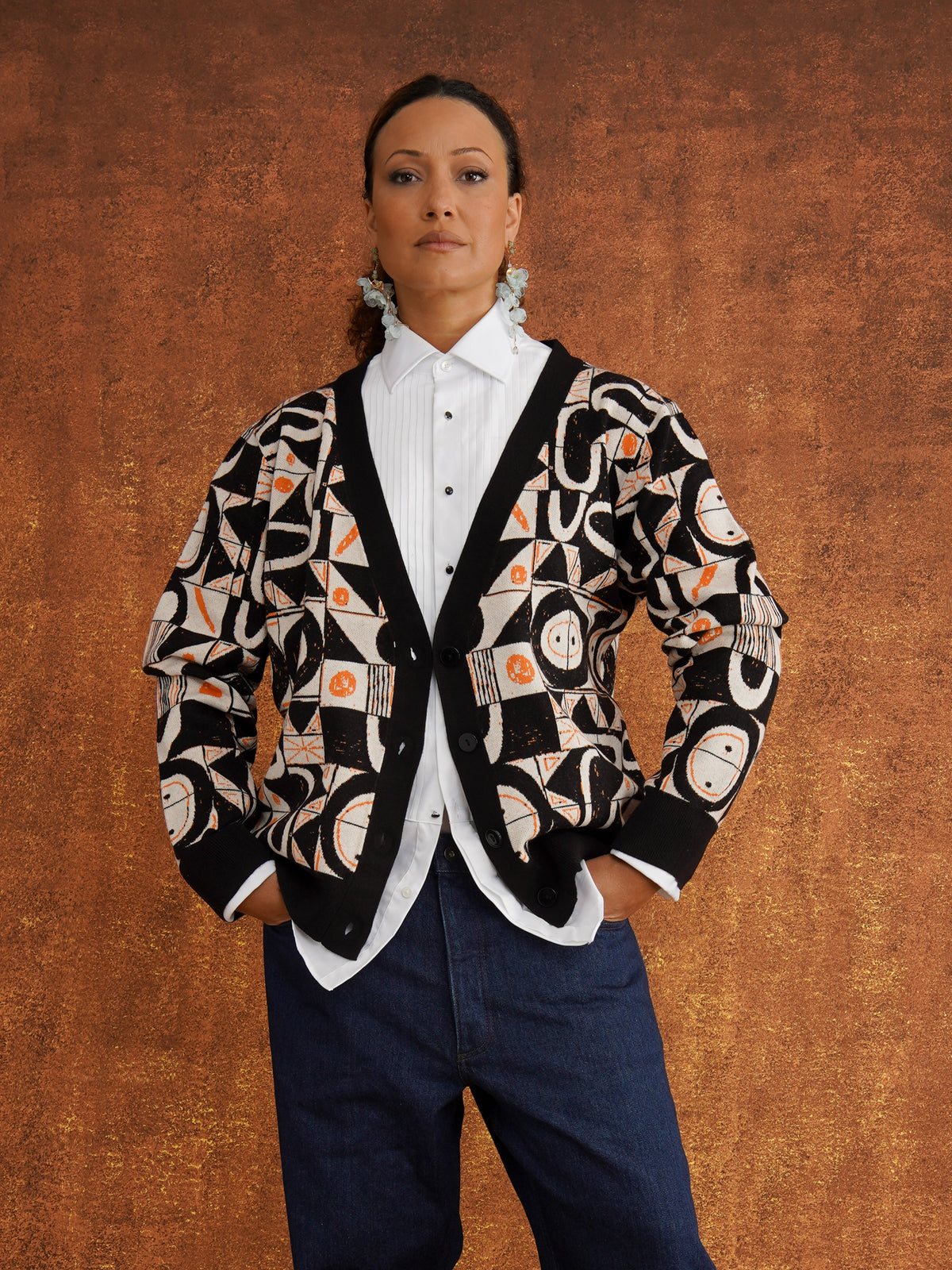 The Ada Cardigan in Geometric Print