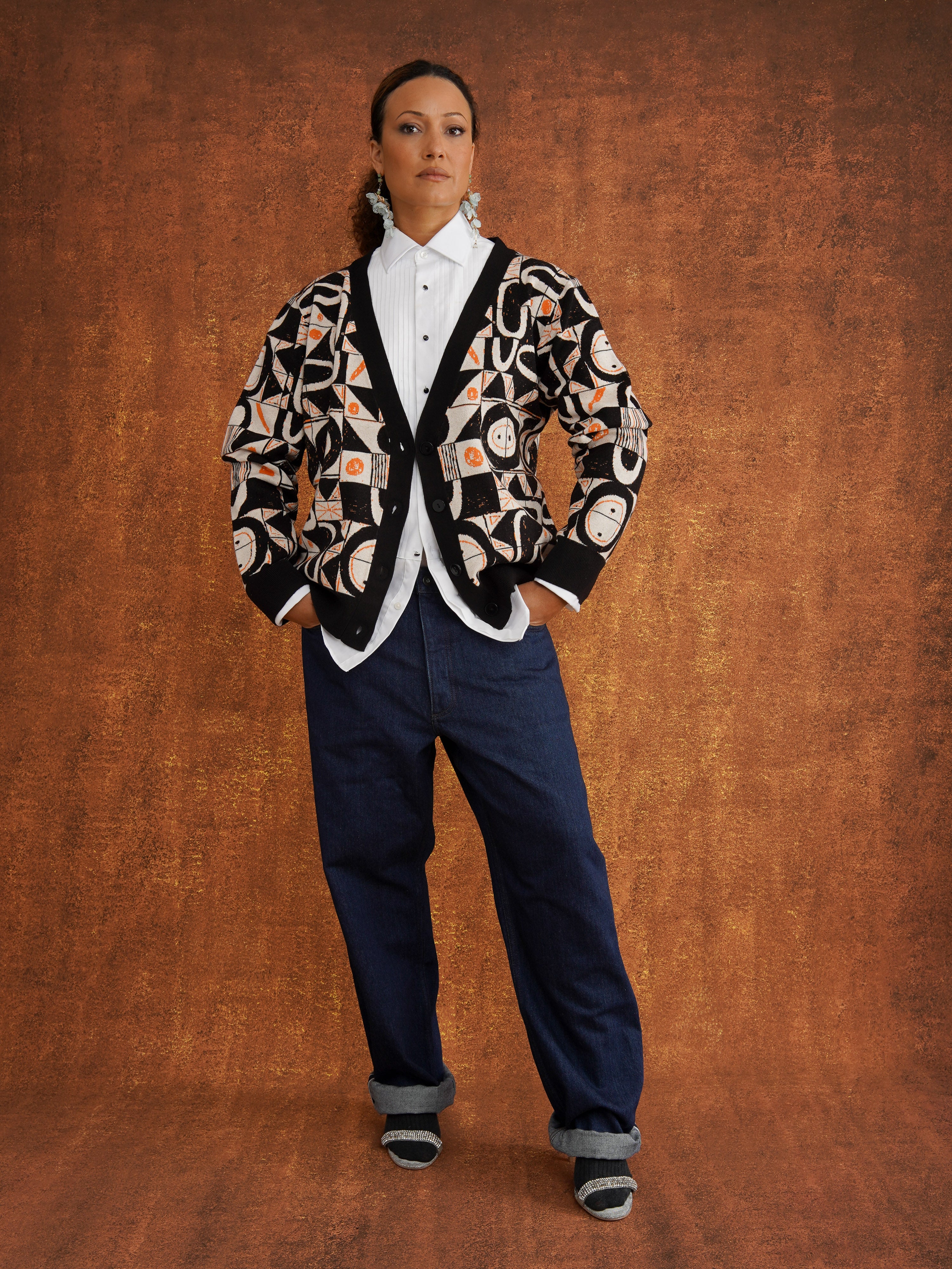 The Ada Cardigan in Geometric Print