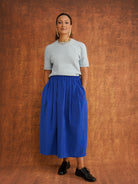 Peju Blue Midi Corduroy Skirt, front view
