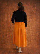 Peju Mustard Midi Corduroy Skirt, detail shot
