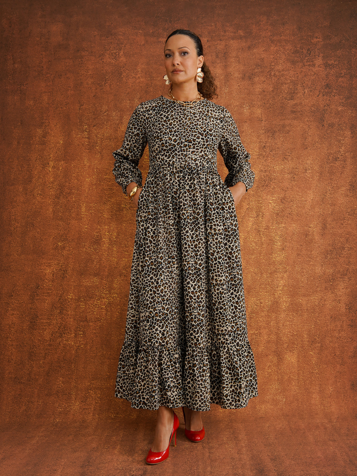 Folashade Corduroy Maxi Fitted Dress, front view