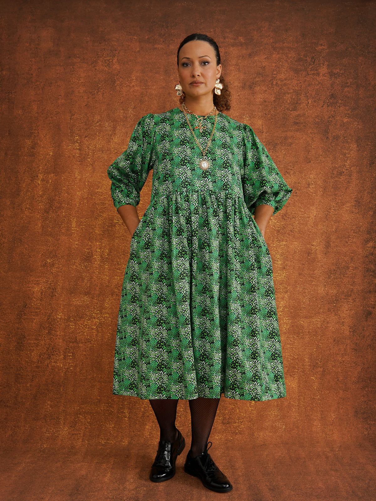 Megan Green Dress, front view
