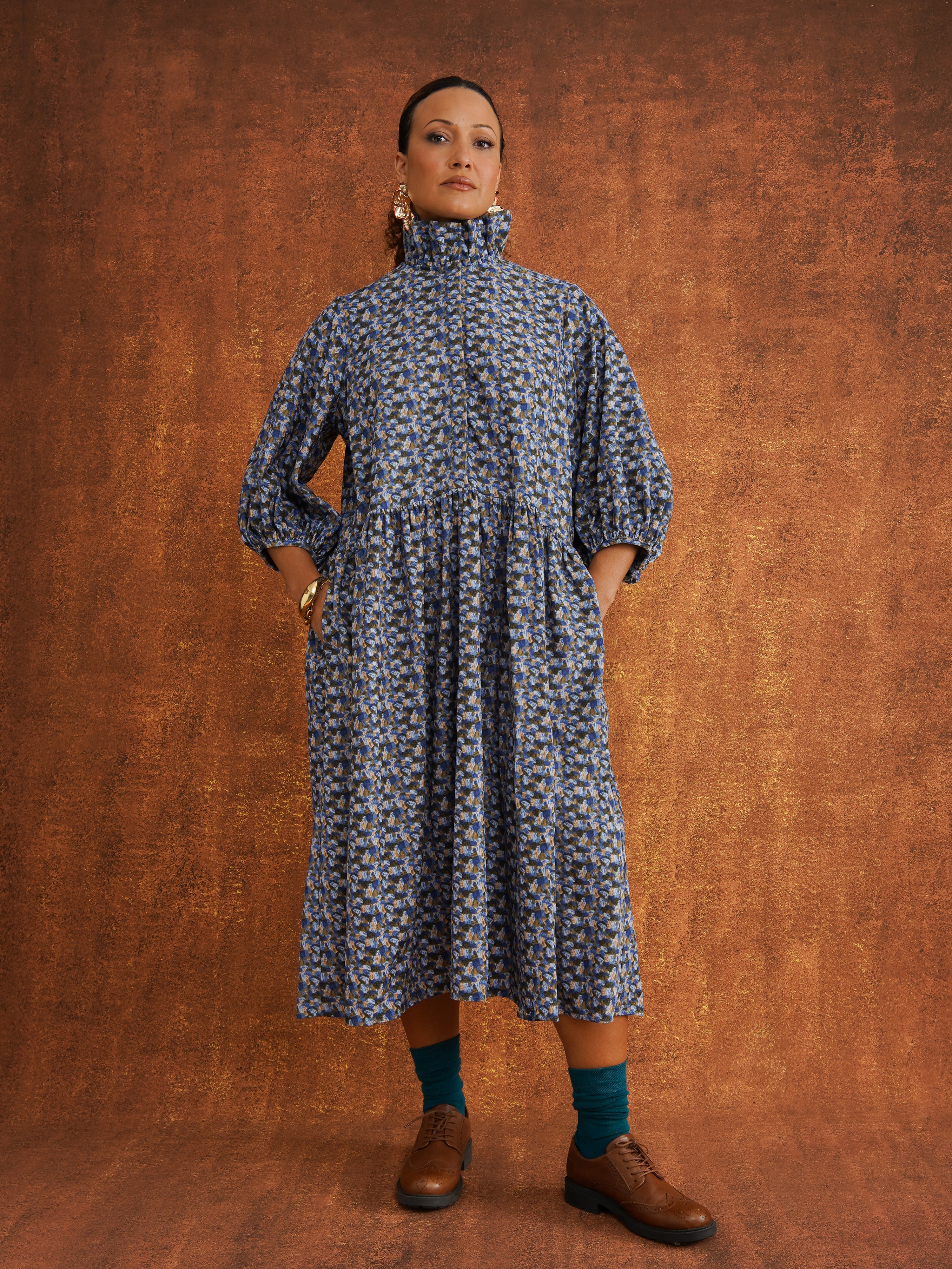 Tokunbo Blue Cord Dress, front view