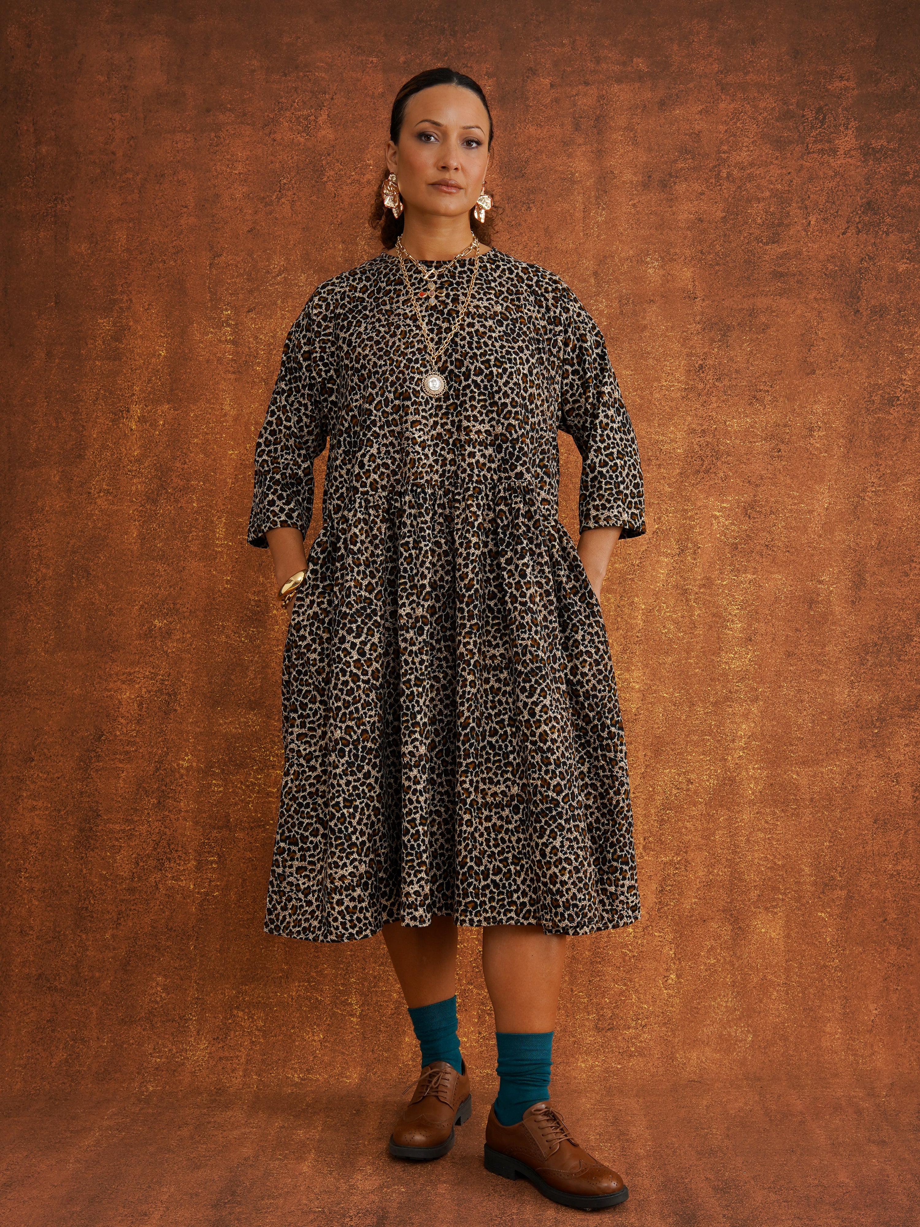 Folashade Corduroy Free Dress, worn by Charli, front view