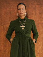 Peju Bottle Green Needlecord Shirt Dress, side view