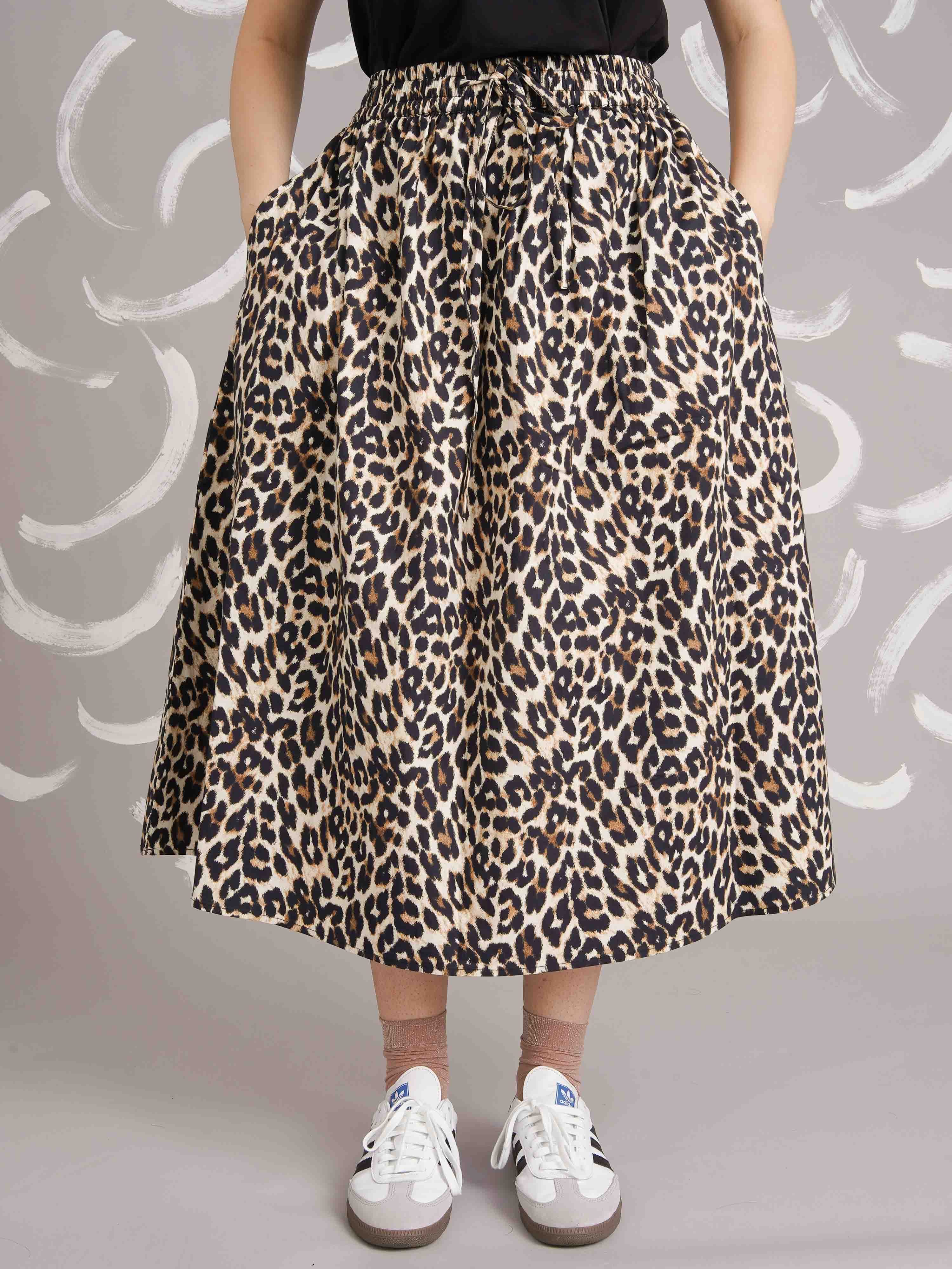 Remi Leopard Midi Drawstring Skirt Kemi Telford