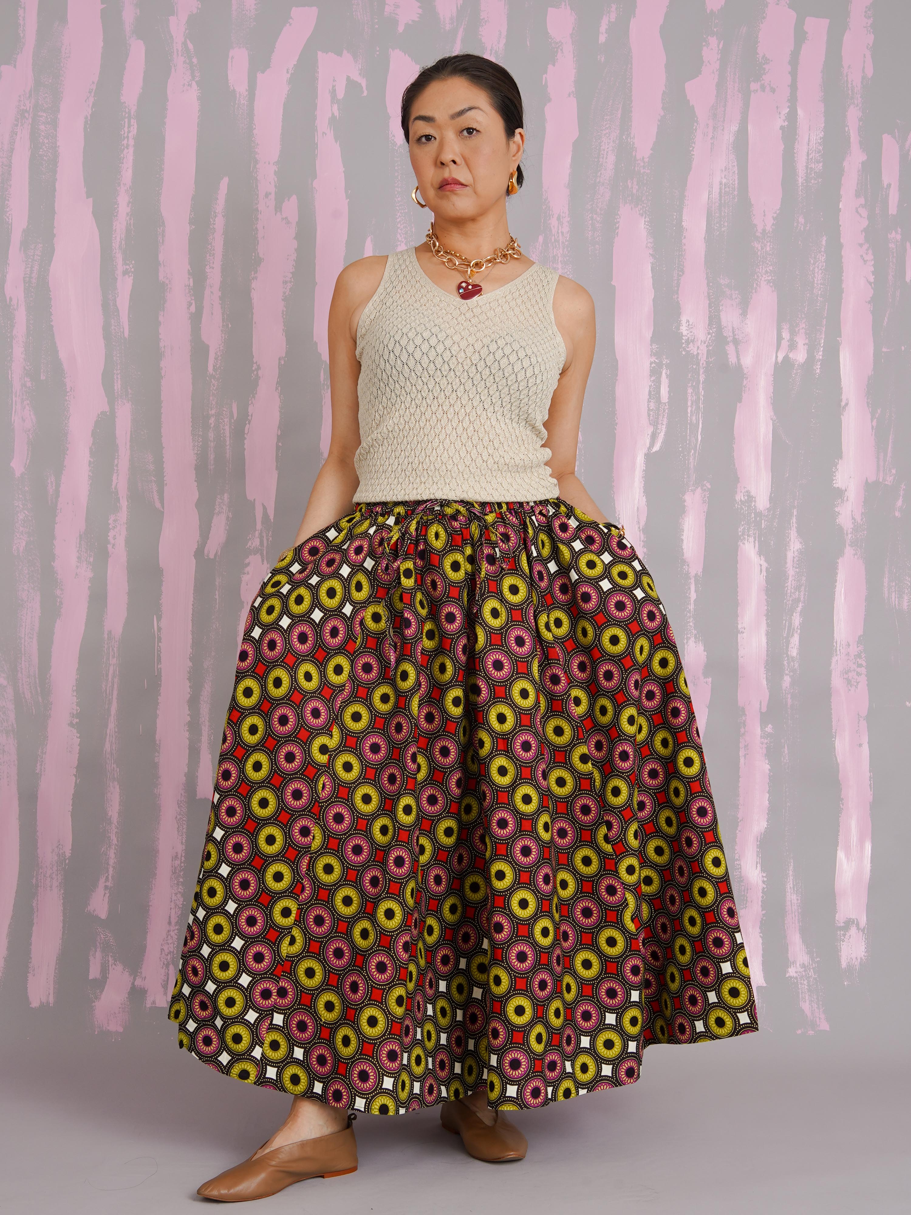 October Structured Cotton Bold Midi Skirt – Kemi Telford