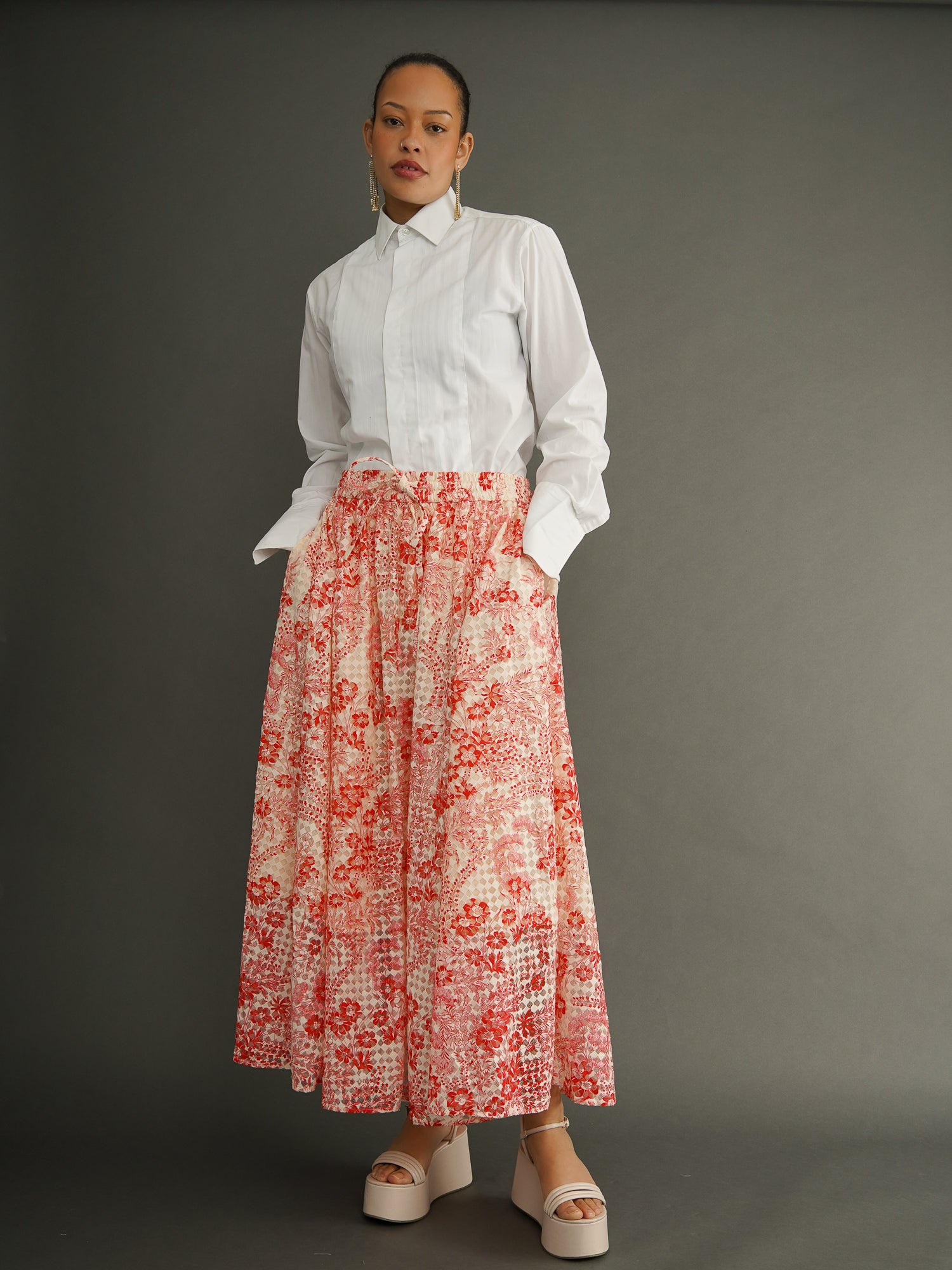 スカート Herlipto Isaline Floral Tiered Skirt M Isaline Floral Tiered Skirt