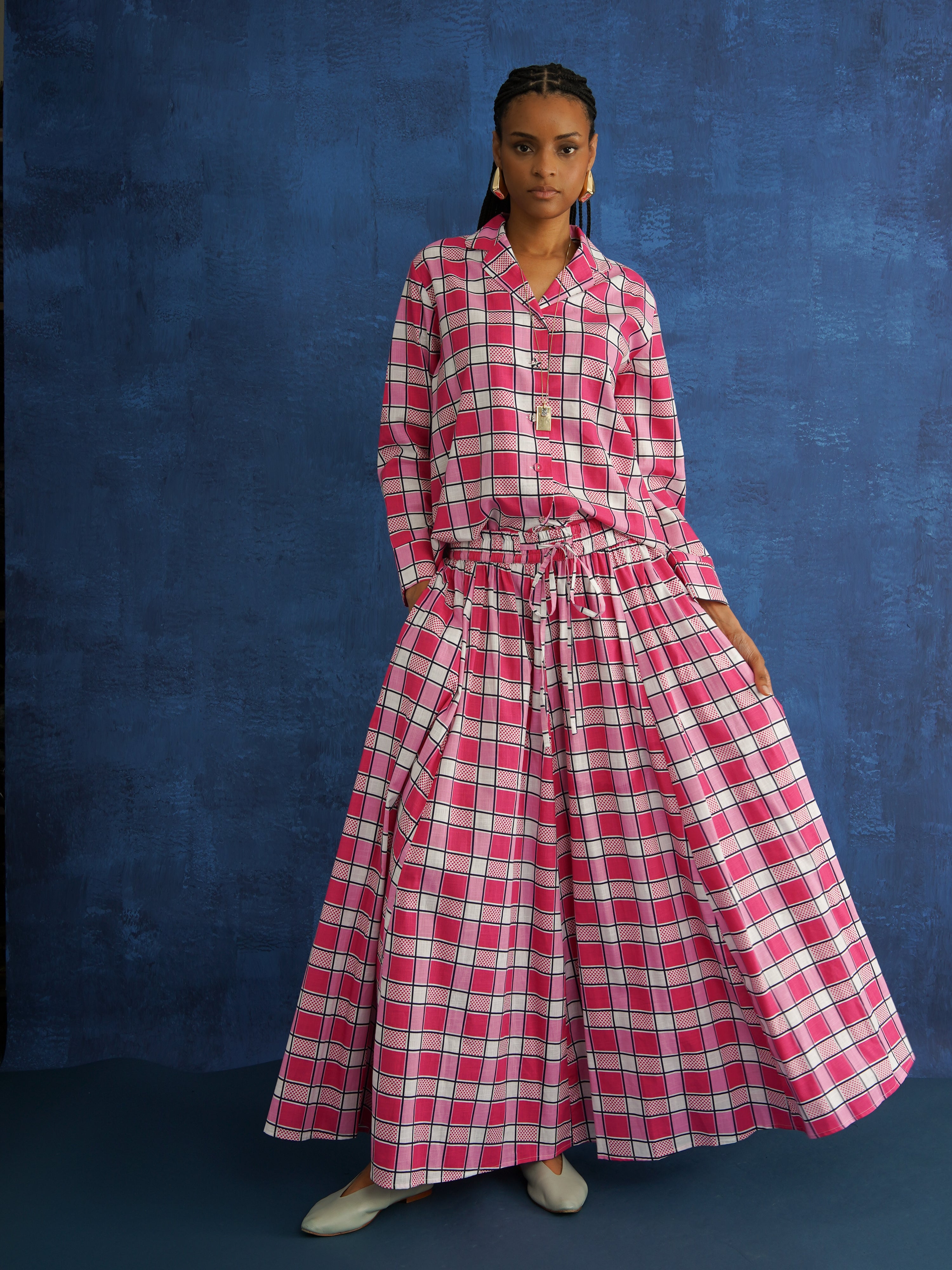 Sutton Pink 8 Panel Maxi Drawstring Skirt – Kemi Telford